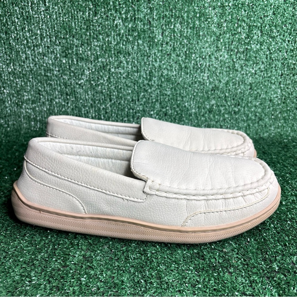 My Slippers by My Pillow Ivory Comfort Leather Moccasin Slipper Shoe Women Sz 10